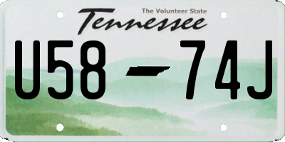 TN license plate U5874J
