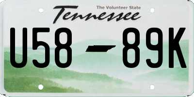 TN license plate U5889K