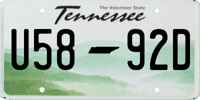 TN license plate U5892D