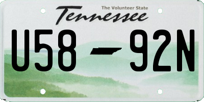 TN license plate U5892N