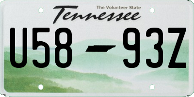 TN license plate U5893Z