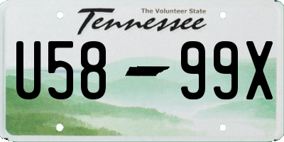 TN license plate U5899X