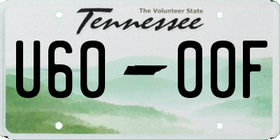 TN license plate U6000F