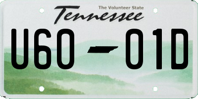 TN license plate U6001D