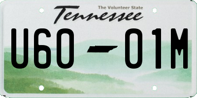 TN license plate U6001M