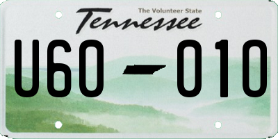 TN license plate U6001O