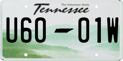TN license plate U6001W