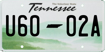 TN license plate U6002A