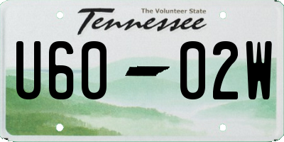 TN license plate U6002W