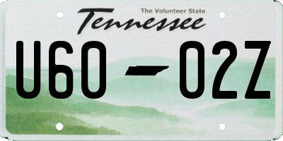 TN license plate U6002Z