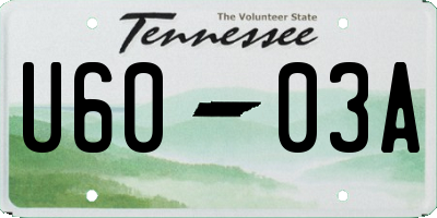 TN license plate U6003A