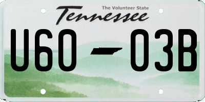 TN license plate U6003B