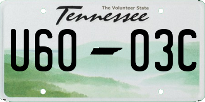 TN license plate U6003C