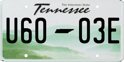 TN license plate U6003E