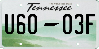 TN license plate U6003F
