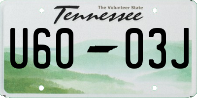 TN license plate U6003J