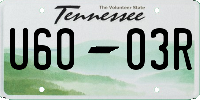 TN license plate U6003R