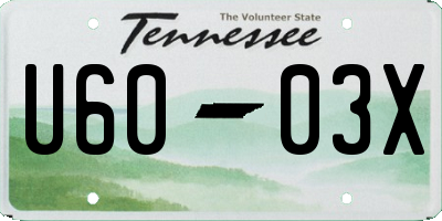 TN license plate U6003X