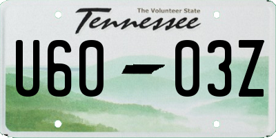 TN license plate U6003Z