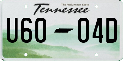 TN license plate U6004D