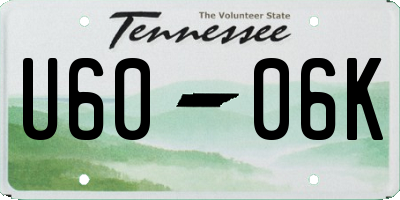 TN license plate U6006K