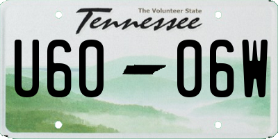 TN license plate U6006W