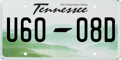 TN license plate U6008D