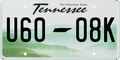 TN license plate U6008K