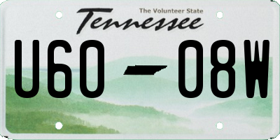 TN license plate U6008W
