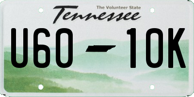 TN license plate U6010K
