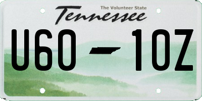 TN license plate U6010Z