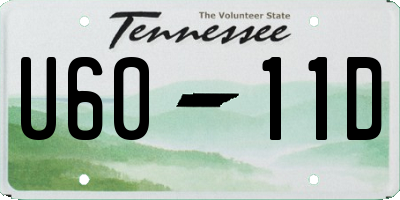 TN license plate U6011D