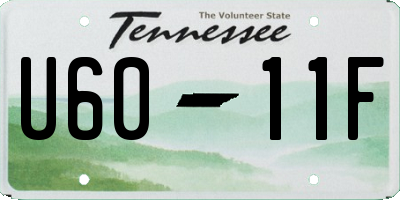 TN license plate U6011F