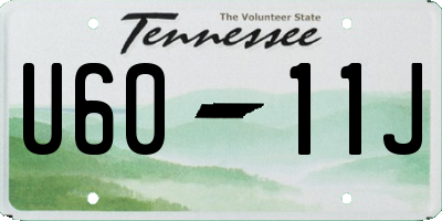 TN license plate U6011J