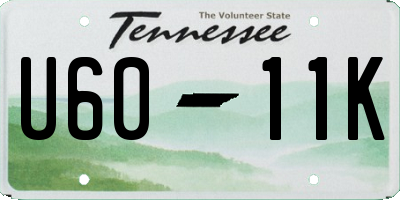 TN license plate U6011K