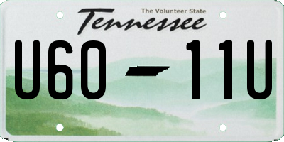 TN license plate U6011U