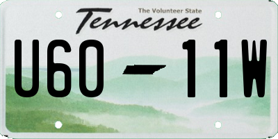 TN license plate U6011W