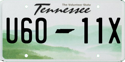 TN license plate U6011X