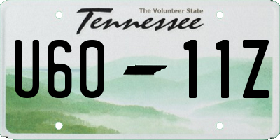 TN license plate U6011Z
