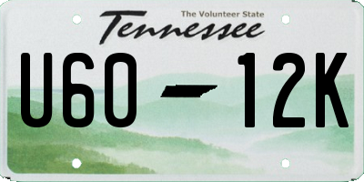 TN license plate U6012K