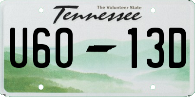 TN license plate U6013D