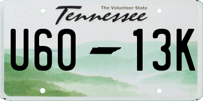 TN license plate U6013K