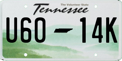 TN license plate U6014K