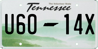 TN license plate U6014X