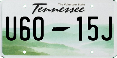 TN license plate U6015J