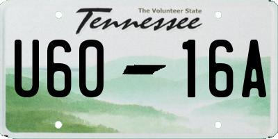 TN license plate U6016A