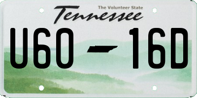 TN license plate U6016D