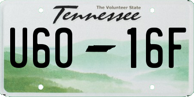 TN license plate U6016F