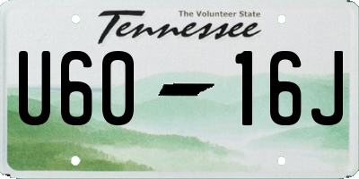 TN license plate U6016J