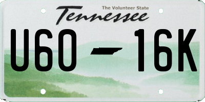 TN license plate U6016K
